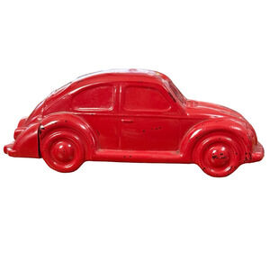 Avon Vintage Volkswagon Bug Car Red Collectible Bottle Cologne Glass Empty